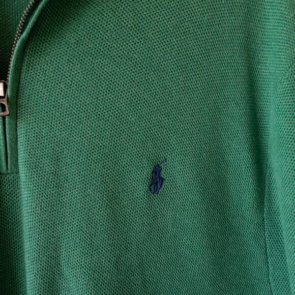 Polo Ralph Lauren Size XXL Green 100% Pima Cotton Half-Zip Sweater - Picture 6 of 10